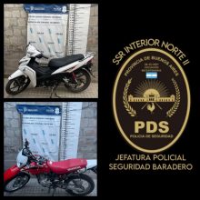 Recuperan en San Pedro dos motos robadas en Baradero