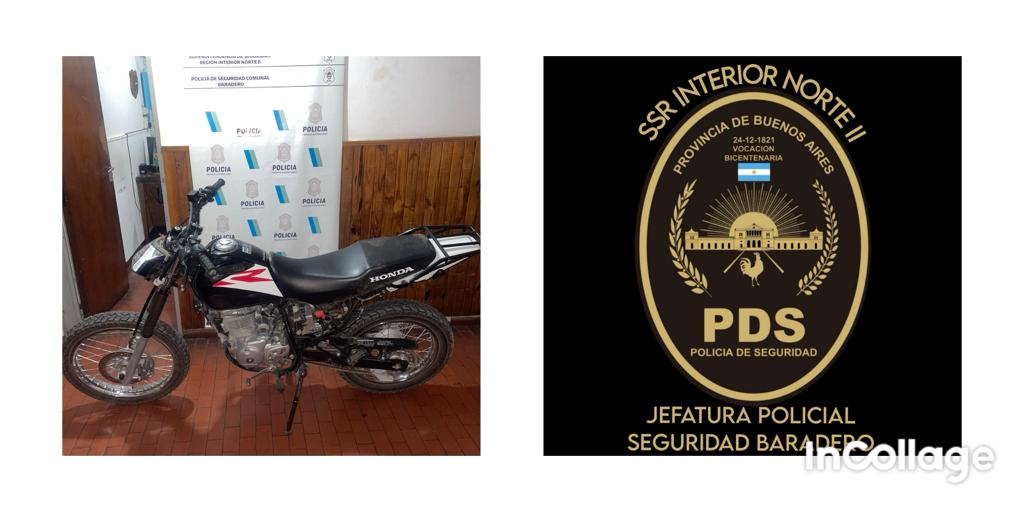 Recuperan moto robada