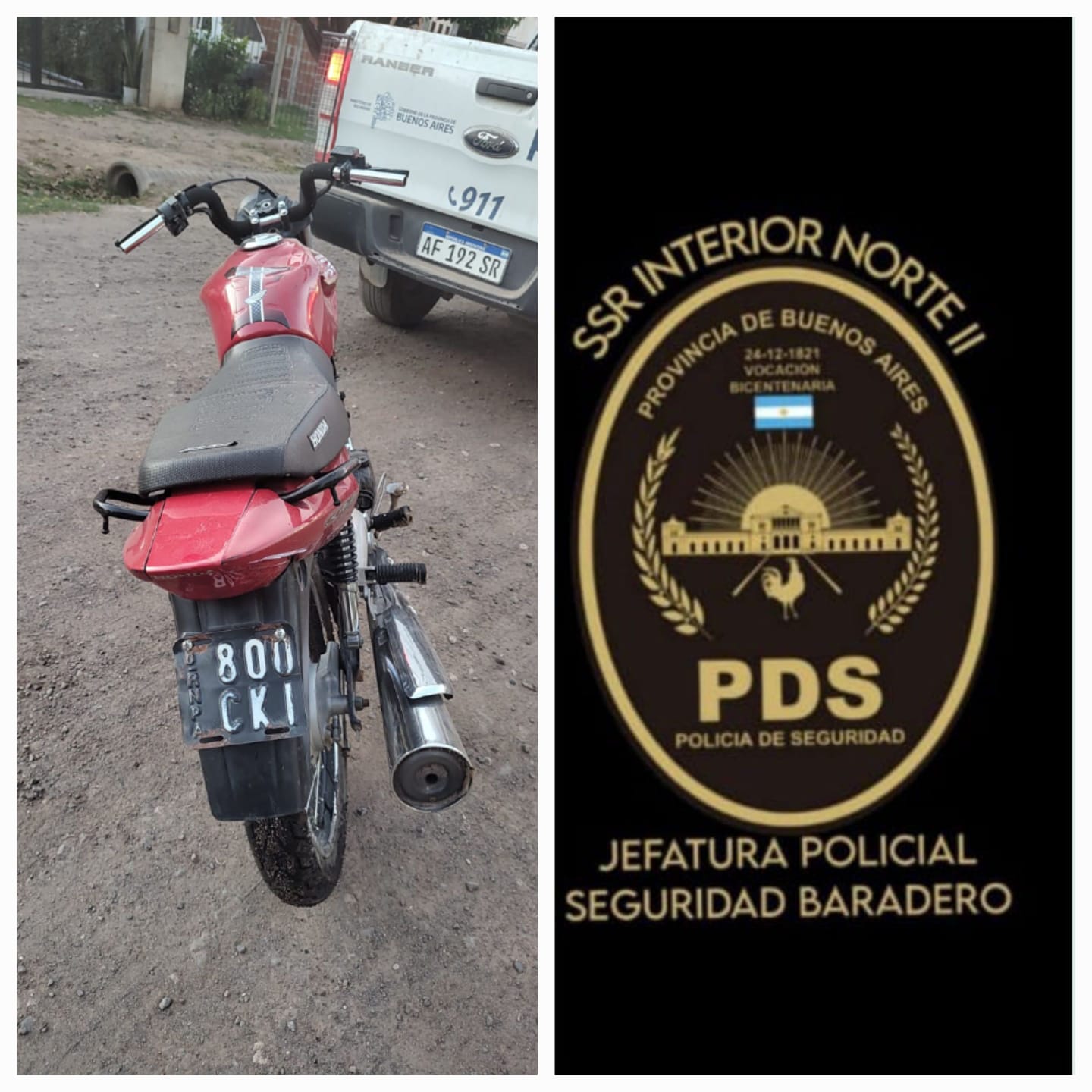 Recuperan moto robada la semana pasada
