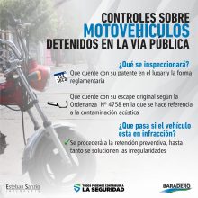 Controles sobre motovehículos detenidos en la vía pública