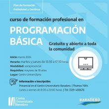 Vuelven los cursos gratuitos al Centro Universitario Baradero