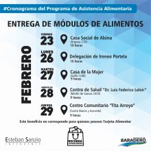 Cronograma de entrega de módulos de alimentos de febrero