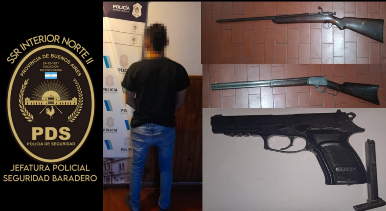 Luego de una denuncia secuestran armas de fuego en un domicilio