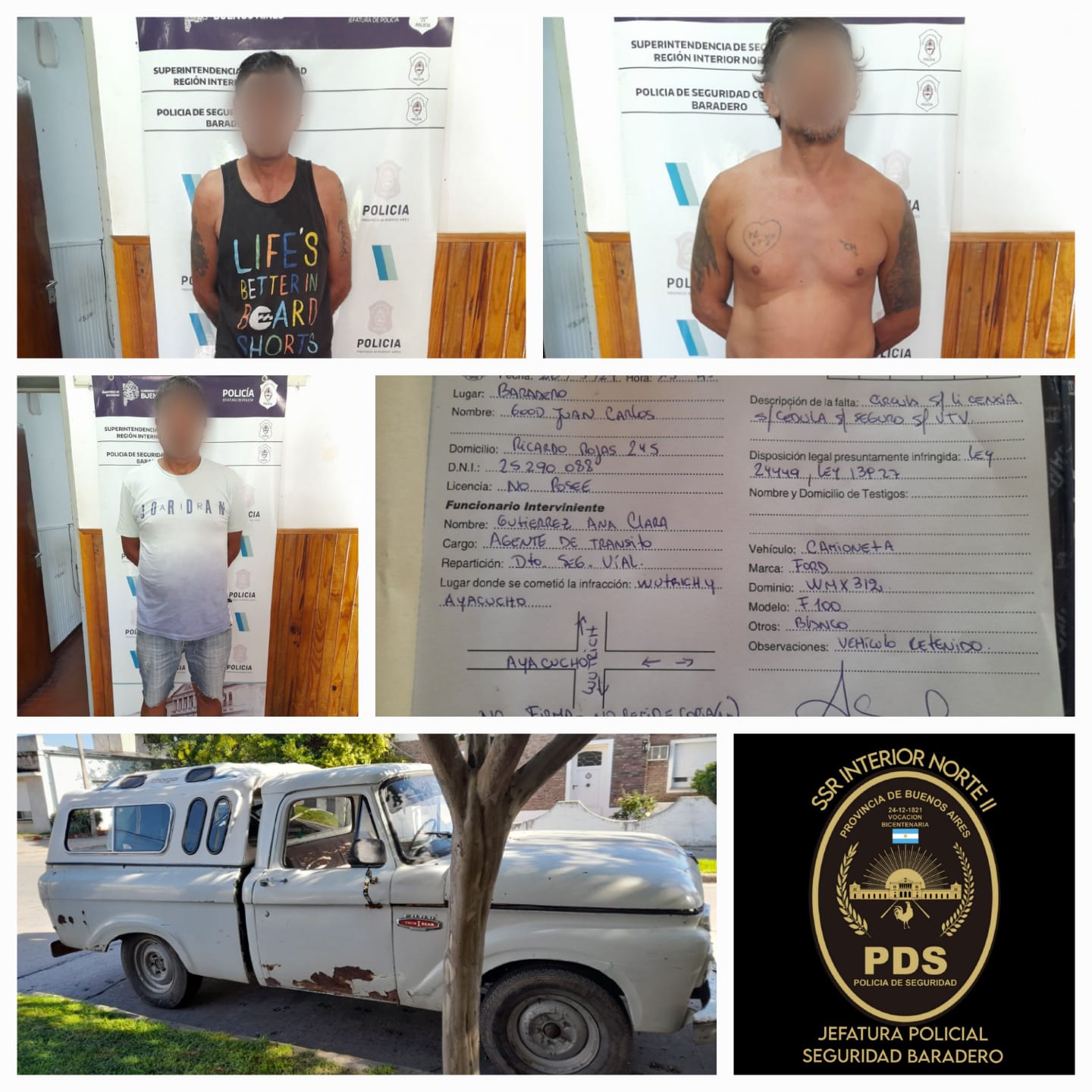 Tres aprehendidos por robar la tapa de una alcantarilla y la base de la misma