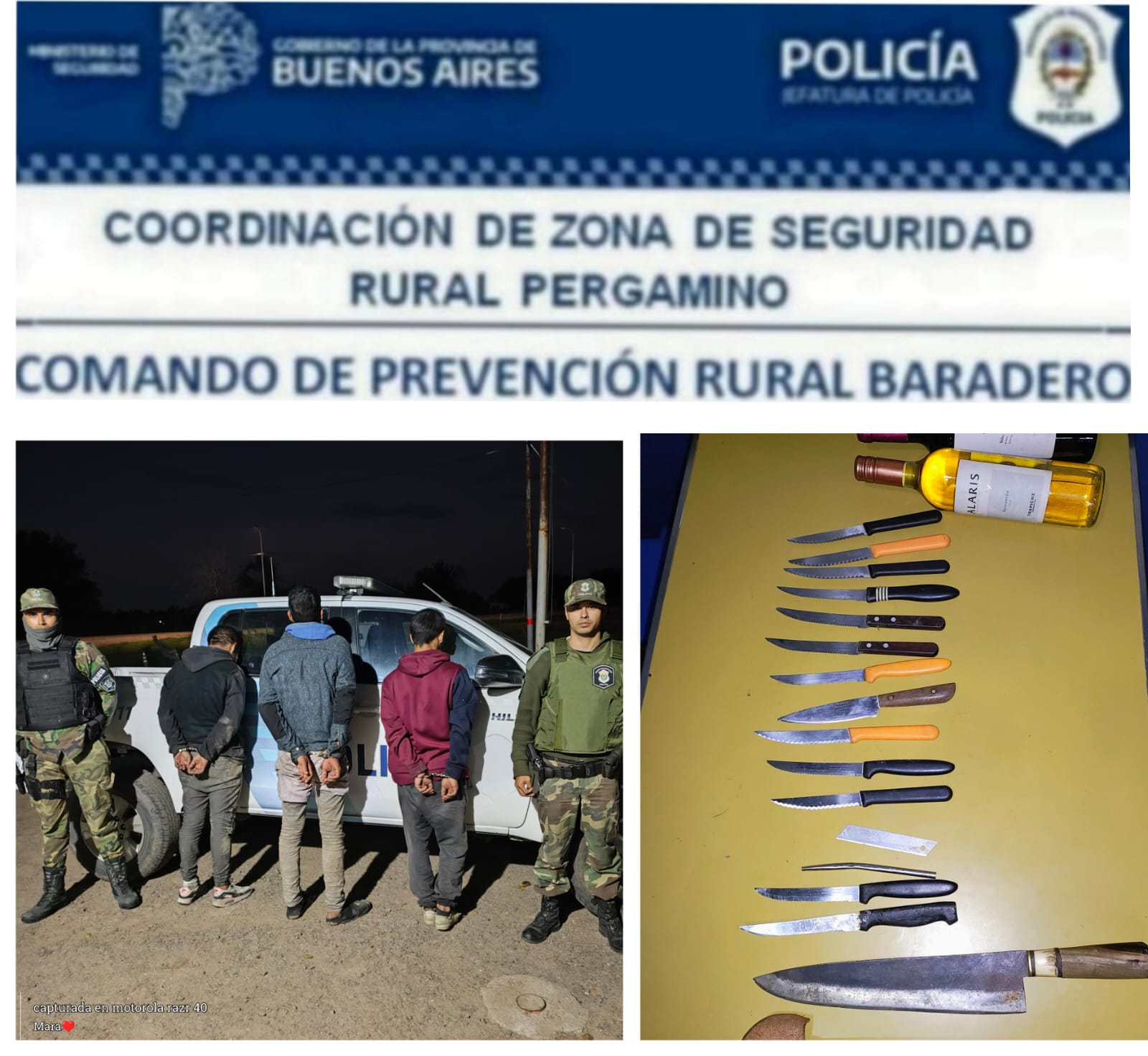 Tres aprehendidos luego haber asaltado a un pescador