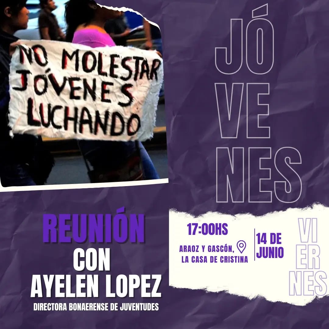 Hoy a las 17 en Baradero. Reunión con Ayelen Lopez Directora Bonaerense de Juventudes