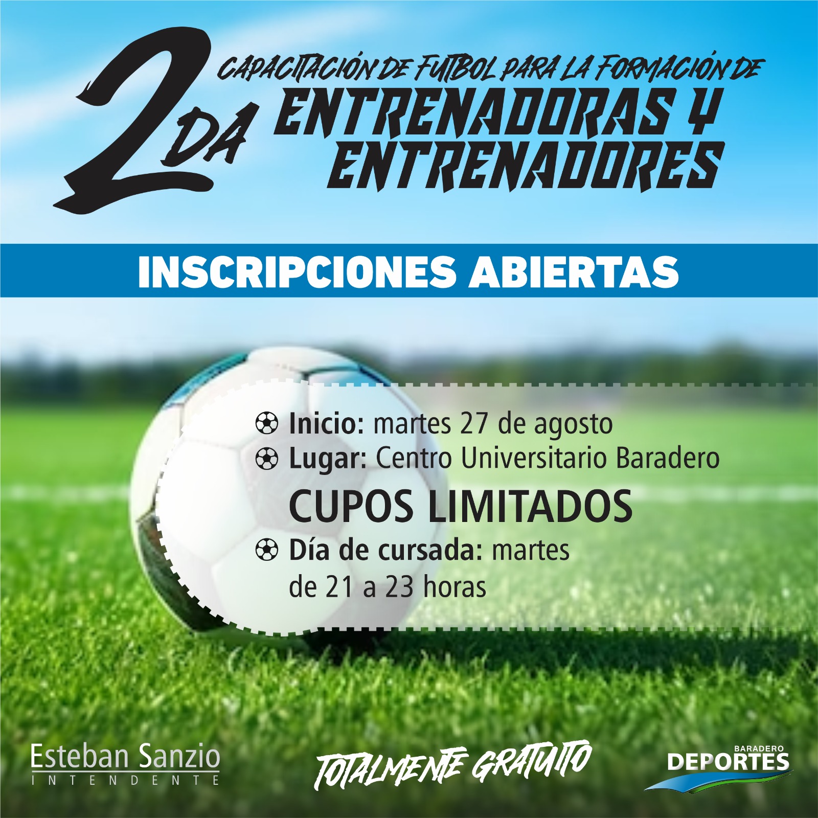 Inscripción abierta para la 2° Capacitación de Fútbol para la Formación de Entrenadoras y Entrenadores