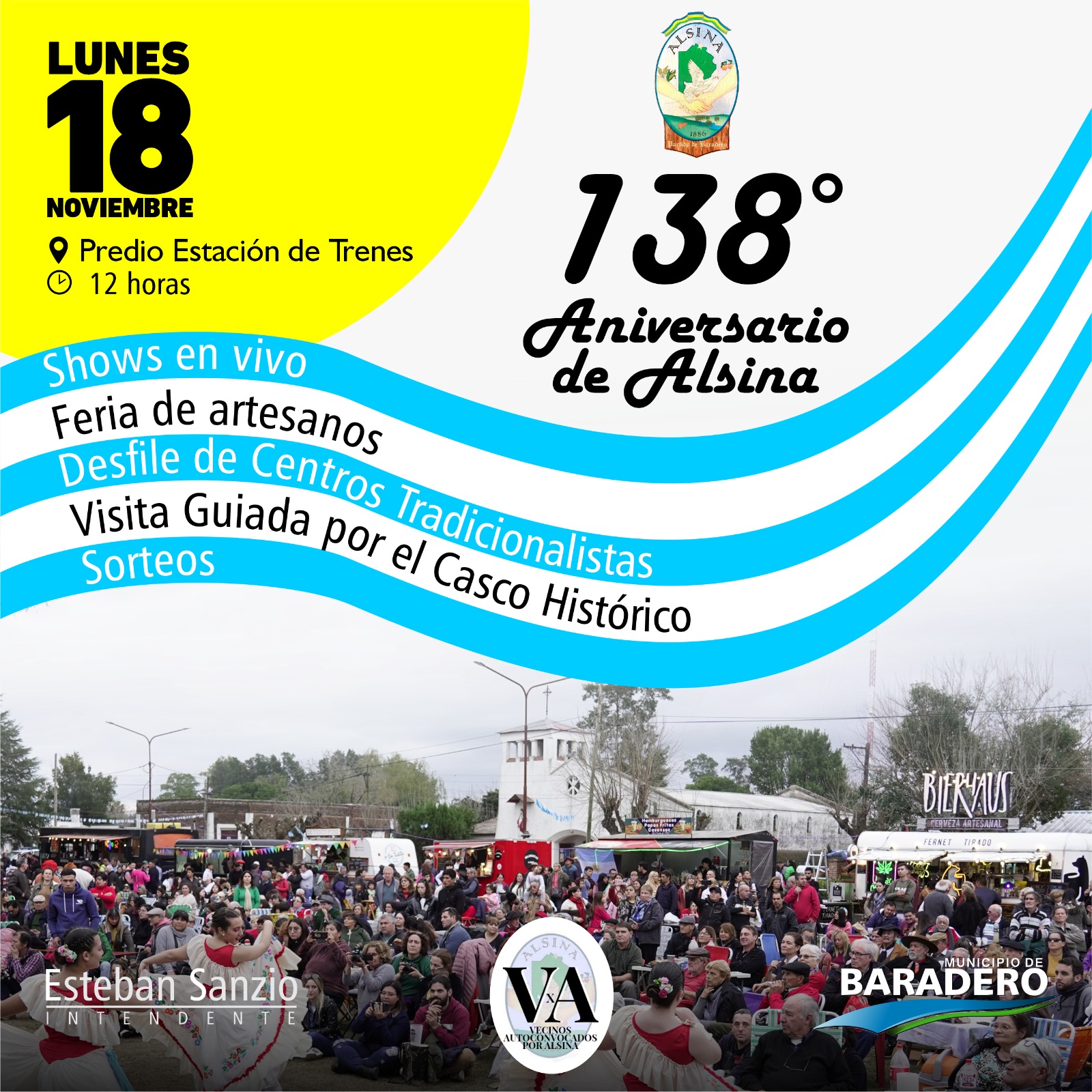 Alsina celebra su 138 aniversario en el predio de la Estación de Trenes