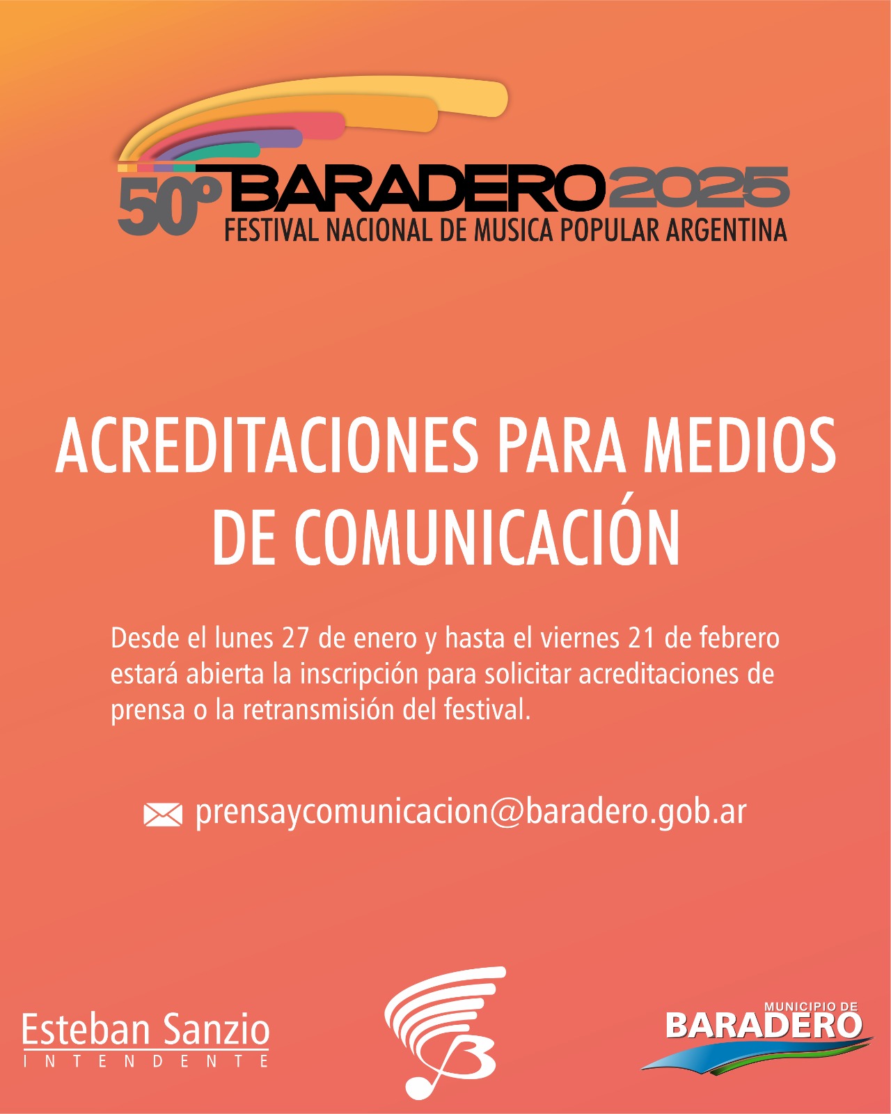 Festival de Música Popular Argentina Baradero 2025 | Acreditaciones para medios de comunicación