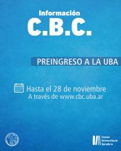 Preingreso al CBC hasta el 28 de noviembre
