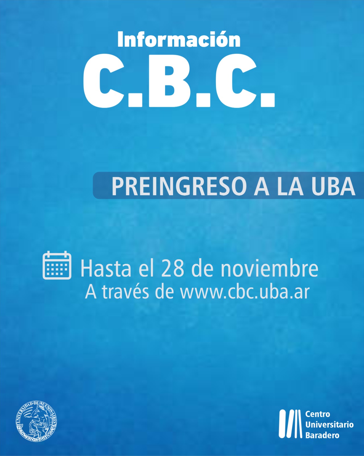 Preingreso al CBC hasta el 28 de noviembre