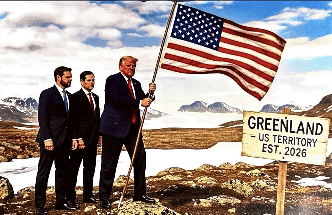 Trump publicó una imagen suya simulando la conquista de Groenlandia