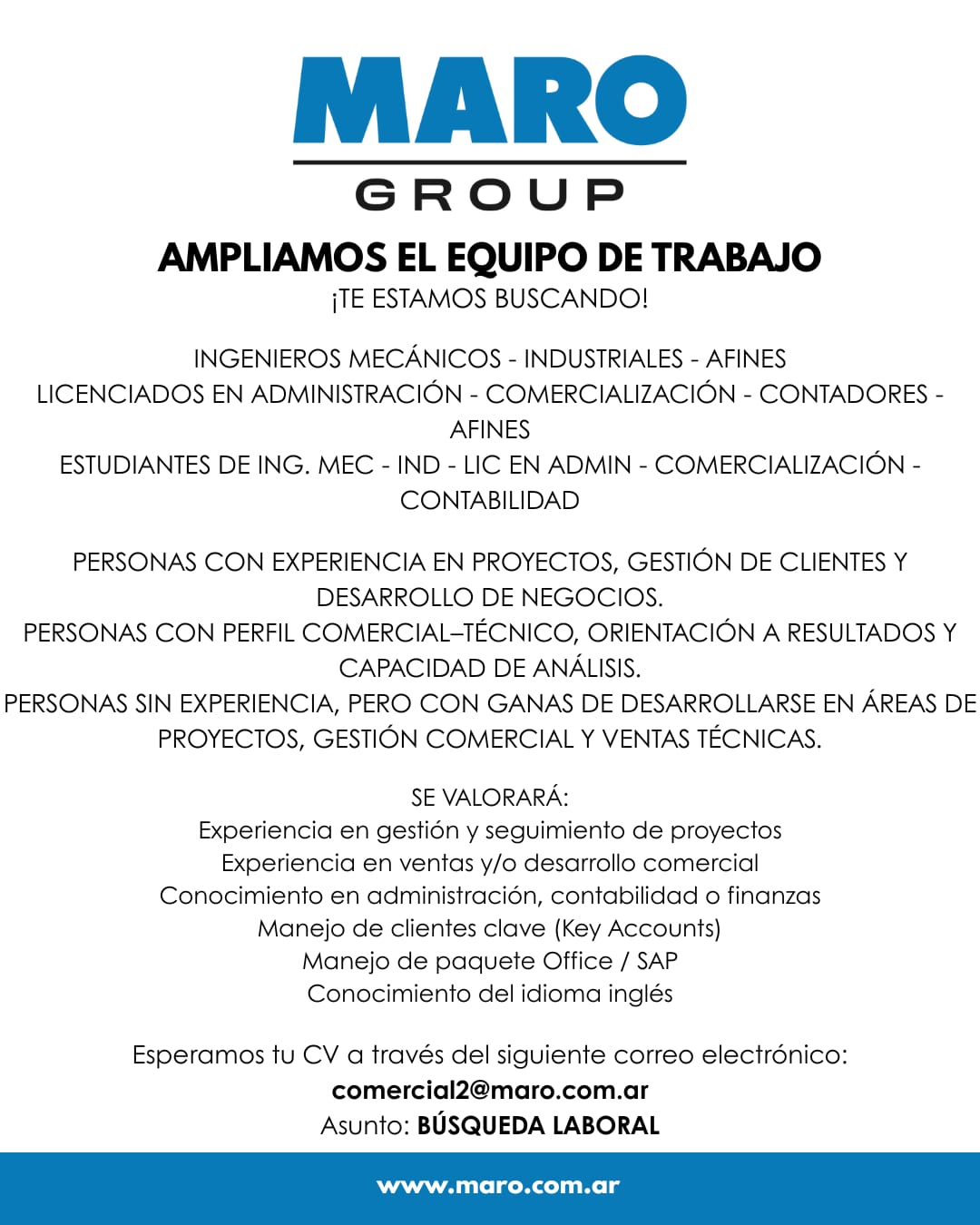 Búsqueda laboral – MARO GROUP