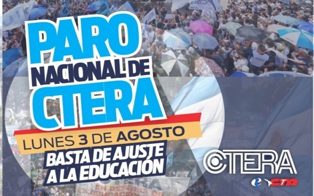 CTERA convoca un paro nacional por falta de «diálogo salarial y desfinanciamiento”